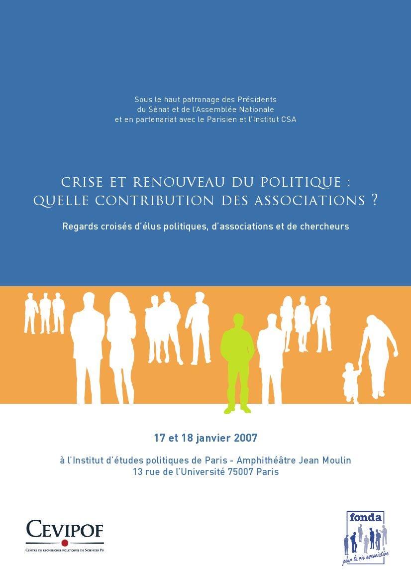 Crise et renouveau du politique : quelle contribution des associations ? Éléments de diagnostic